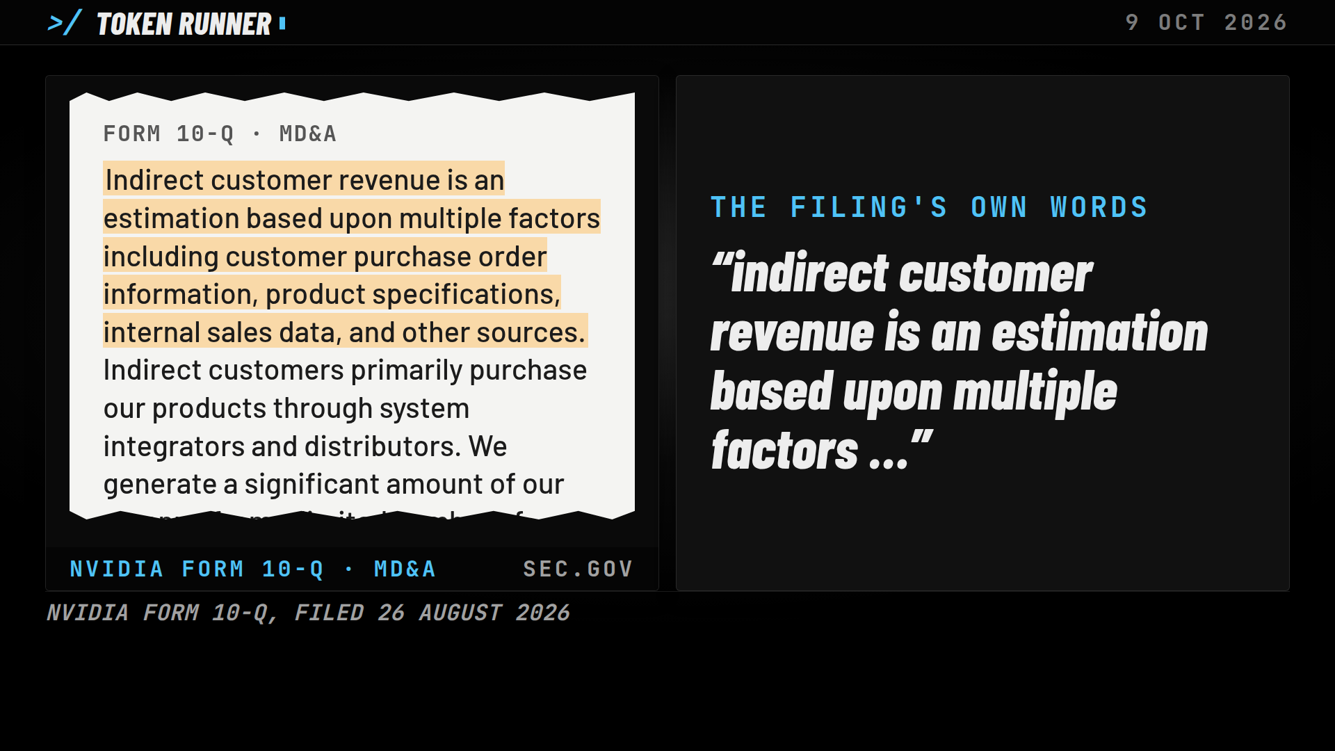 A frame of the film: Nvidia's Form 10-Q: indirect customer revenue is an estimation